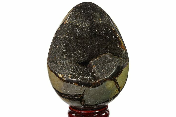Septarian Dragon Egg Geode - Black Crystals #137934